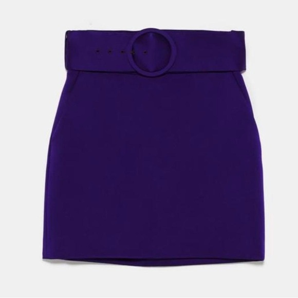 NWT ZARA Limited edition High Waist Purple Skirt with Belt Silk “feels” Medium - Picture 8 of 8
